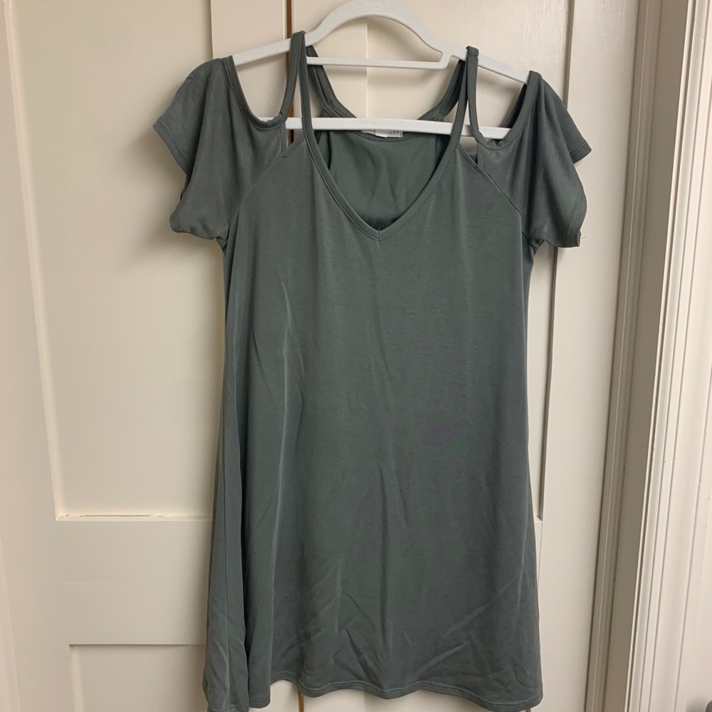 Green cold shoulder Socialite dress.